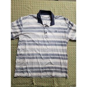 Vintage Slazenger 100% Cotton Polo Shirt Mens Large Multicolor Stripe